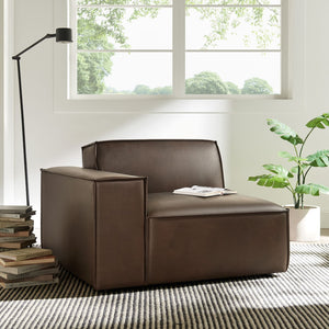Modway Furniture Restore Modway Vegan Leather Modular Lounge Chair with French Piping Living Room Espresso EEI-7400-ESP