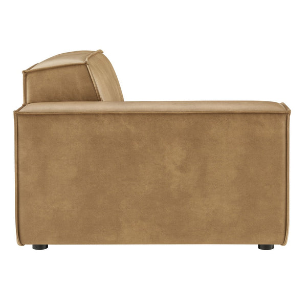 Modway Furniture Restore Modway Vegan Leather Modular Lounge Chair with French Piping Living Room Toast EEI-7400-TST