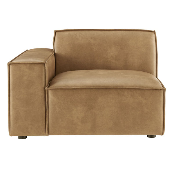 Modway Furniture Restore Modway Vegan Leather Modular Lounge Chair with French Piping Living Room Toast EEI-7400-TST