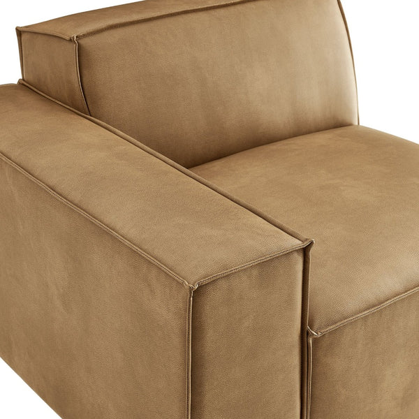 Modway Furniture Restore Modway Vegan Leather Modular Lounge Chair with French Piping Living Room Toast EEI-7400-TST