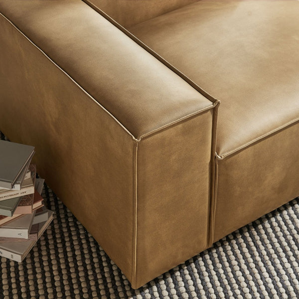 Modway Furniture Restore Modway Vegan Leather Modular Lounge Chair with French Piping Living Room Toast EEI-7400-TST