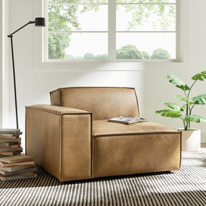 Modway Furniture Restore Modway Vegan Leather Modular Lounge Chair with French Piping Living Room Toast EEI-7400-TST