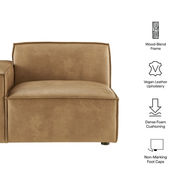 Modway Furniture Restore Modway Vegan Leather Modular Lounge Chair with French Piping Living Room Toast EEI-7400-TST