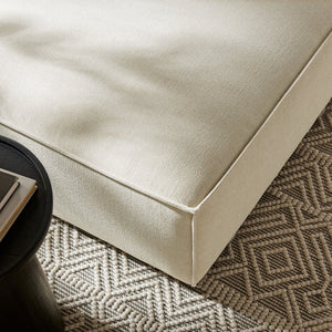 Modway Furniture Restore Modular Ottoman with Performance Fabric French Piping and Pocket Coil Support Ecru EEI-7401-ECR