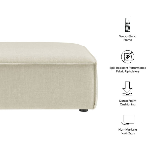 Modway Furniture Restore Modular Ottoman with Performance Fabric French Piping and Pocket Coil Support Ecru EEI-7401-ECR