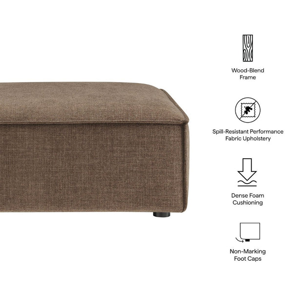 Modway Furniture Restore Modular Ottoman with Performance Fabric French Piping and Pocket Coil Support Mocha EEI-7401-MOC