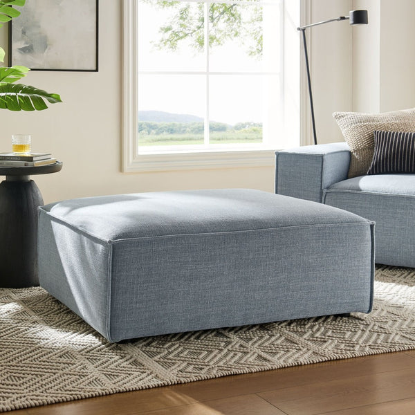 Modway Furniture Restore Modular Ottoman with Performance Fabric French Piping and Pocket Coil Support Sky EEI-7401-SKY