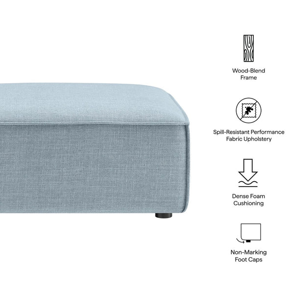 Modway Furniture Restore Modular Ottoman with Performance Fabric French Piping and Pocket Coil Support Sky EEI-7401-SKY