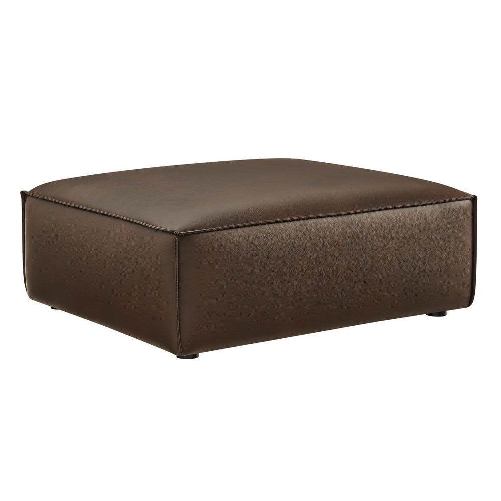 Modway Furniture Restore Modular Ottoman with Vegan Faux Leather French Piping for Living Room Sectionals Espresso EEI-7402-ESP