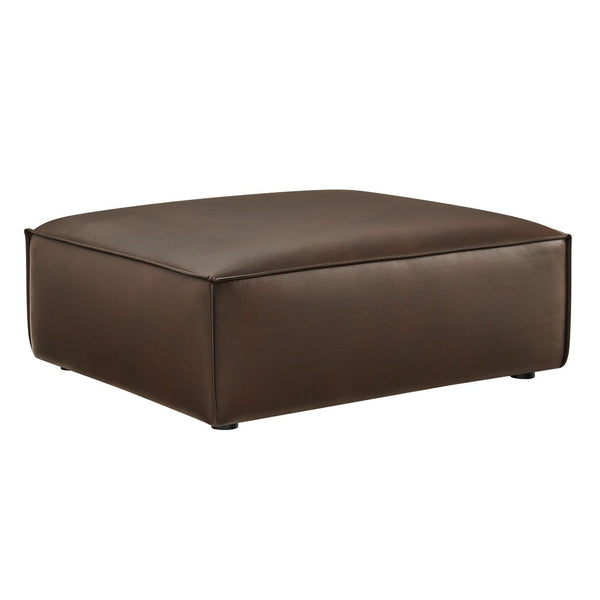 Modway Furniture Restore Modular Ottoman with Vegan Faux Leather French Piping for Living Room Sectionals Espresso EEI-7402-ESP
