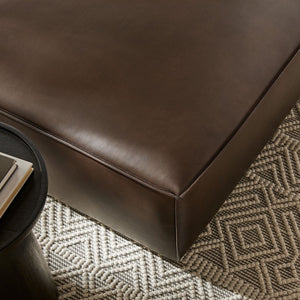 Modway Furniture Restore Modular Ottoman with Vegan Faux Leather French Piping for Living Room Sectionals Espresso EEI-7402-ESP