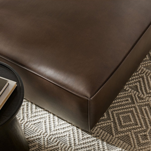 Modway Furniture Restore Modular Ottoman with Vegan Faux Leather French Piping for Living Room Sectionals Espresso EEI-7402-ESP