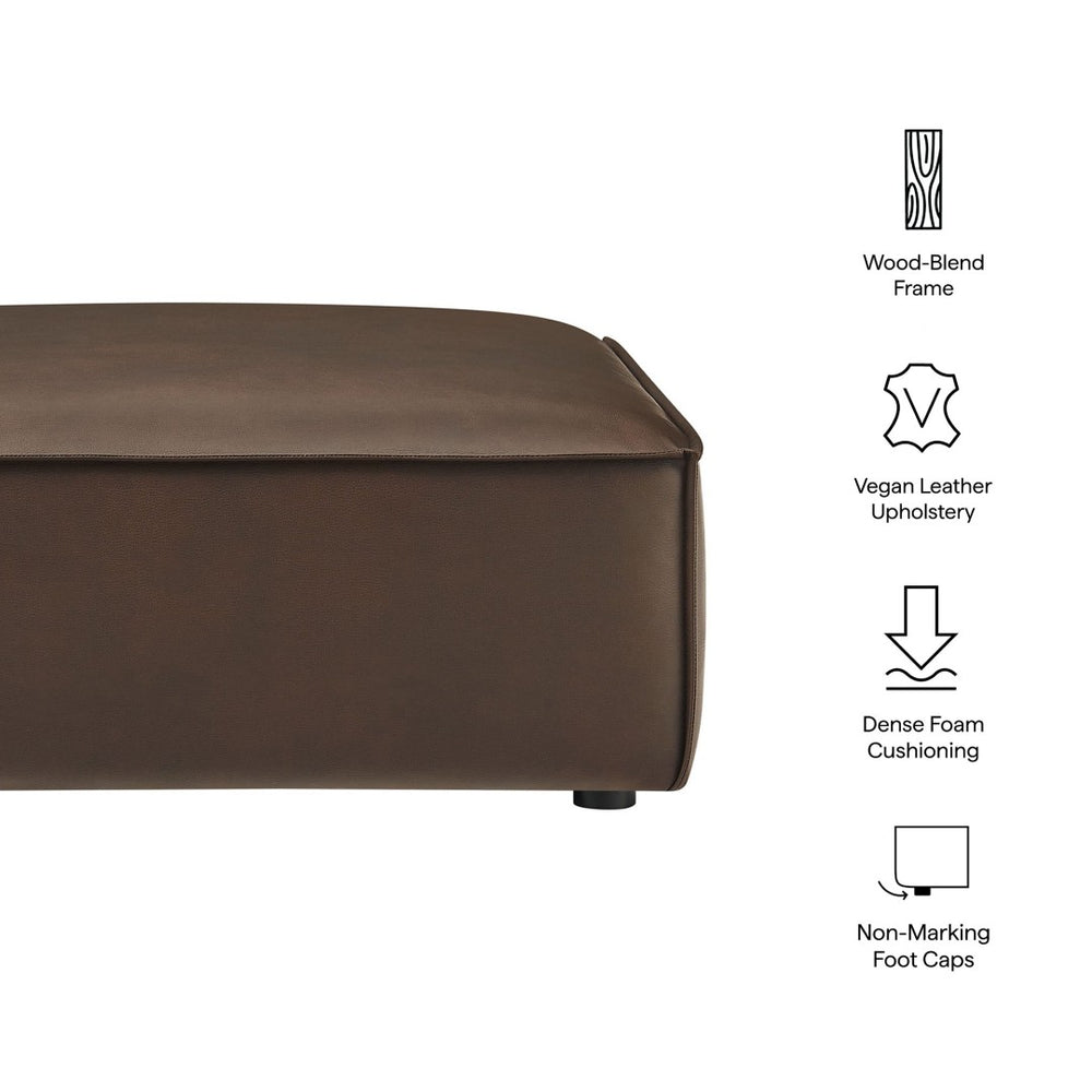 Modway Furniture Restore Modular Ottoman with Vegan Faux Leather French Piping for Living Room Sectionals Espresso EEI-7402-ESP