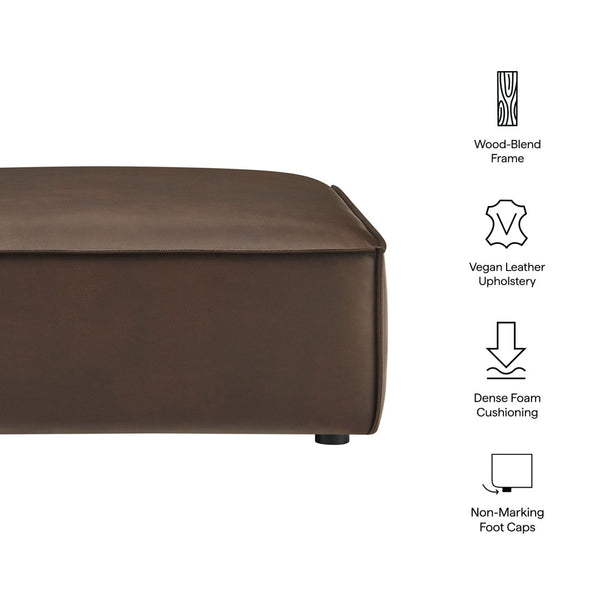 Modway Furniture Restore Modular Ottoman with Vegan Faux Leather French Piping for Living Room Sectionals Espresso EEI-7402-ESP