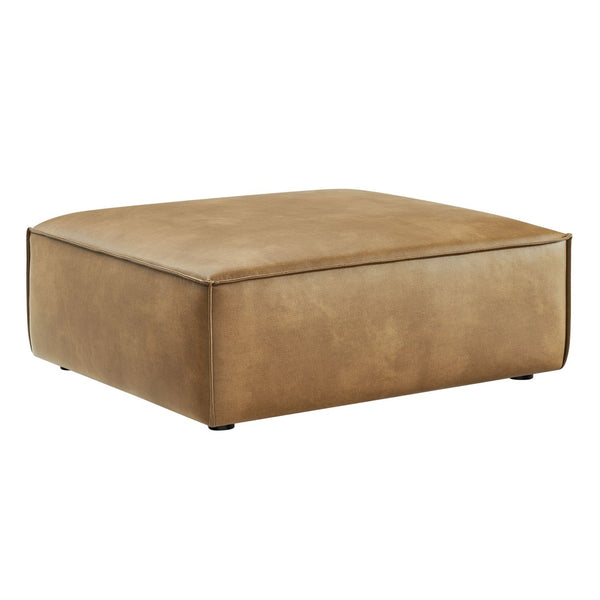 Modway Furniture Restore Modular Ottoman with Vegan Faux Leather French Piping for Living Room Sectionals Toast EEI-7402-TST