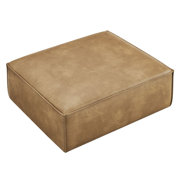 Modway Furniture Restore Modular Ottoman with Vegan Faux Leather French Piping for Living Room Sectionals Toast EEI-7402-TST