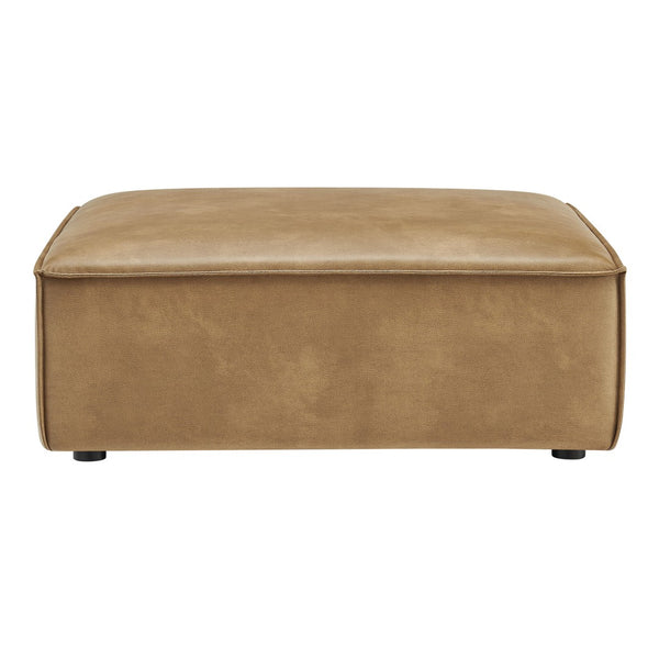 Modway Furniture Restore Modular Ottoman with Vegan Faux Leather French Piping for Living Room Sectionals Toast EEI-7402-TST