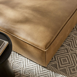Modway Furniture Restore Modular Ottoman with Vegan Faux Leather French Piping for Living Room Sectionals Toast EEI-7402-TST