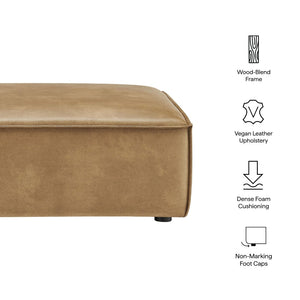 Modway Furniture Restore Modular Ottoman with Vegan Faux Leather French Piping for Living Room Sectionals Toast EEI-7402-TST