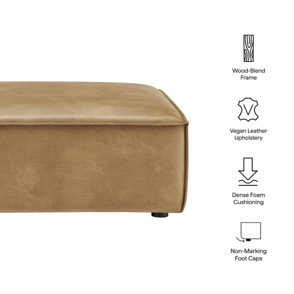 Modway Furniture Restore Modular Ottoman with Vegan Faux Leather French Piping for Living Room Sectionals Toast EEI-7402-TST