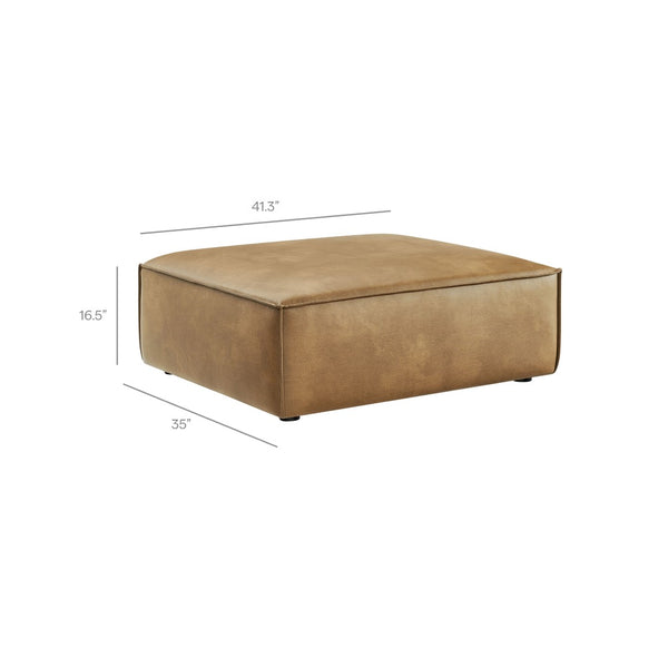 Modway Furniture Restore Modular Ottoman with Vegan Faux Leather French Piping for Living Room Sectionals Toast EEI-7402-TST