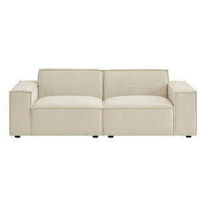 Modway Furniture Restore Modular Loveseat with French Piping and Stain Resistant Performance Fabric Ecru EEI-7403-ECR