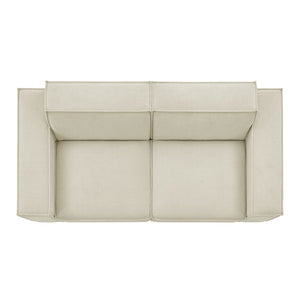 Modway Furniture Restore Modular Loveseat with French Piping and Stain Resistant Performance Fabric Ecru EEI-7403-ECR