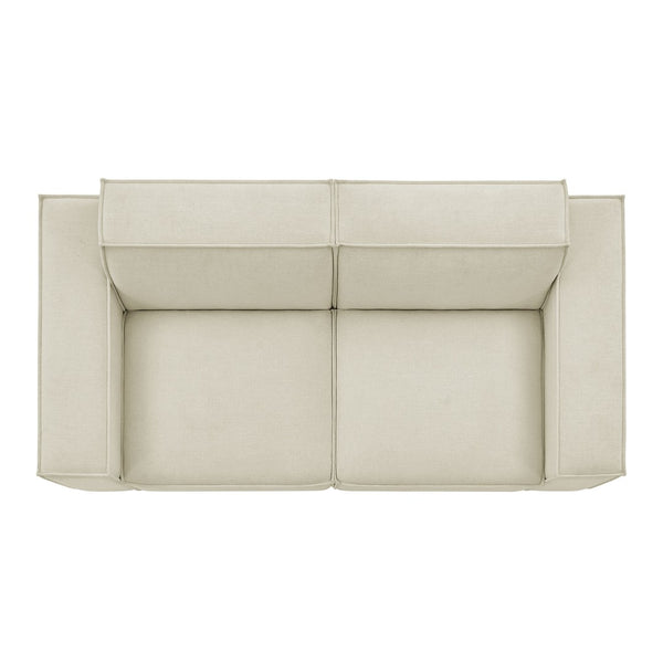 Modway Furniture Restore Modular Loveseat with French Piping and Stain Resistant Performance Fabric Ecru EEI-7403-ECR