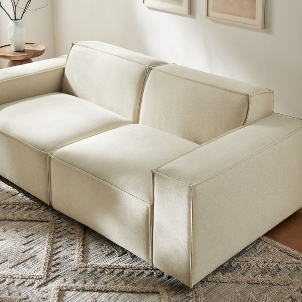 Modway Furniture Restore Modular Loveseat with French Piping and Stain Resistant Performance Fabric Ecru EEI-7403-ECR