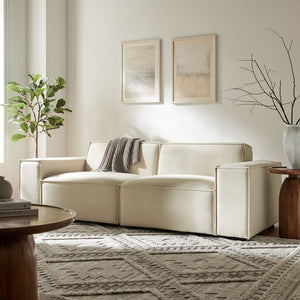 Modway Furniture Restore Modular Loveseat with French Piping and Stain Resistant Performance Fabric Ecru EEI-7403-ECR