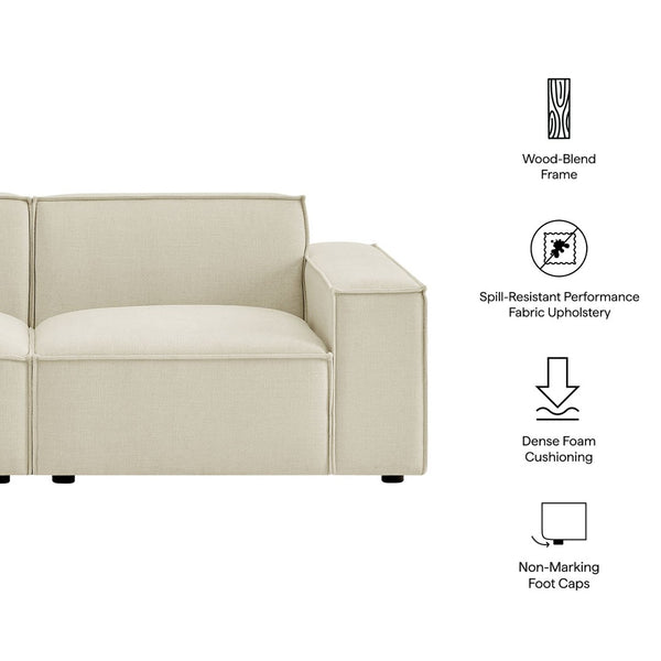 Modway Furniture Restore Modular Loveseat with French Piping and Stain Resistant Performance Fabric Ecru EEI-7403-ECR