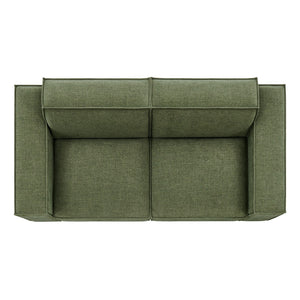 Modway Furniture Restore Modular Loveseat with French Piping and Stain Resistant Performance Fabric Foliage EEI-7403-FOL