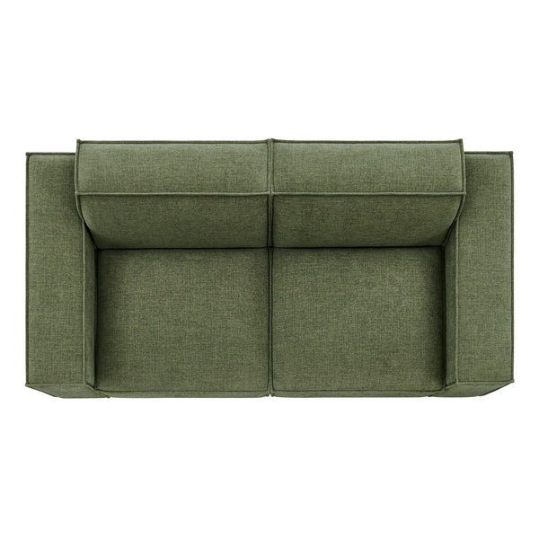 Modway Furniture Restore Modular Loveseat with French Piping and Stain Resistant Performance Fabric Foliage EEI-7403-FOL