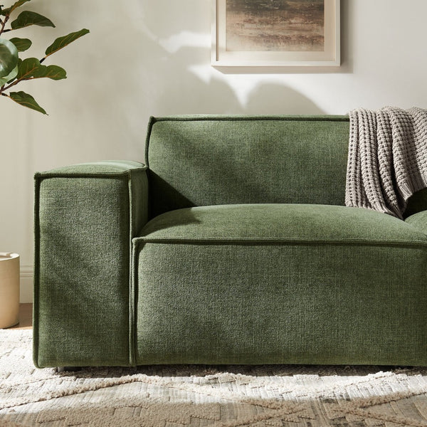 Modway Furniture Restore Modular Loveseat with French Piping and Stain Resistant Performance Fabric Foliage EEI-7403-FOL
