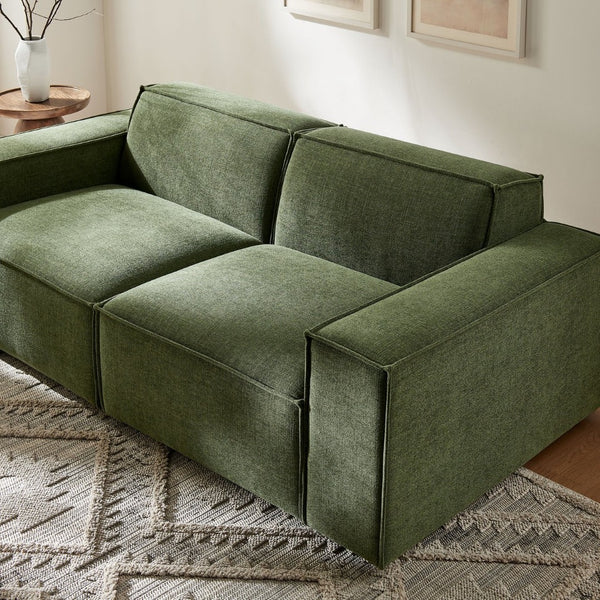 Modway Furniture Restore Modular Loveseat with French Piping and Stain Resistant Performance Fabric Foliage EEI-7403-FOL