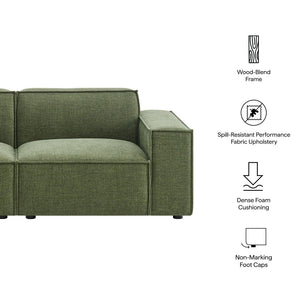 Modway Furniture Restore Modular Loveseat with French Piping and Stain Resistant Performance Fabric Foliage EEI-7403-FOL