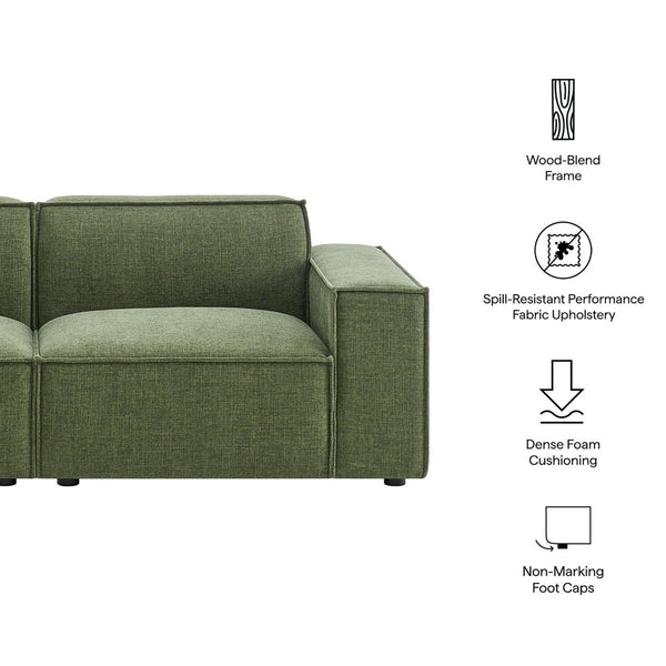 Modway Furniture Restore Modular Loveseat with French Piping and Stain Resistant Performance Fabric Foliage EEI-7403-FOL