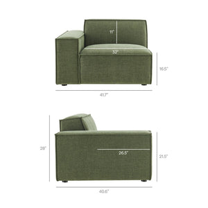 Modway Furniture Restore Modular Loveseat with French Piping and Stain Resistant Performance Fabric Foliage EEI-7403-FOL