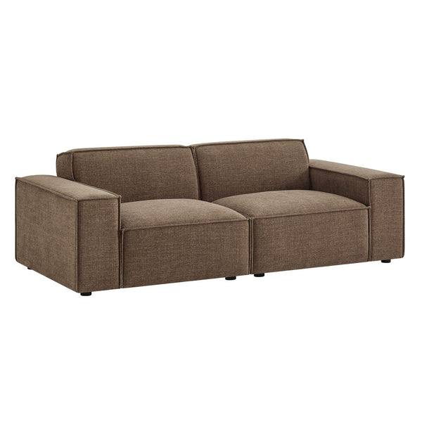 Modway Furniture Restore Modular Loveseat with French Piping and Stain Resistant Performance Fabric Mocha EEI-7403-MOC