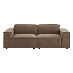 Modway Furniture Restore Modular Loveseat with French Piping and Stain Resistant Performance Fabric Mocha EEI-7403-MOC