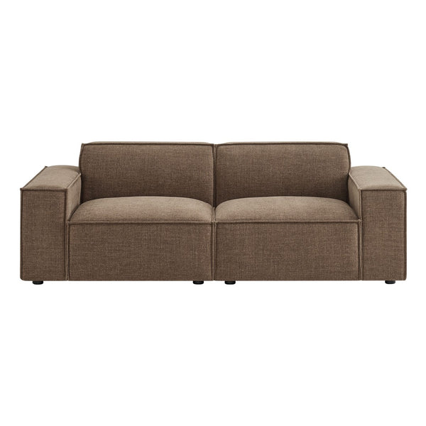 Modway Furniture Restore Modular Loveseat with French Piping and Stain Resistant Performance Fabric Mocha EEI-7403-MOC