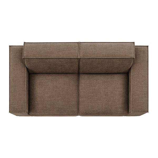 Modway Furniture Restore Modular Loveseat with French Piping and Stain Resistant Performance Fabric Mocha EEI-7403-MOC