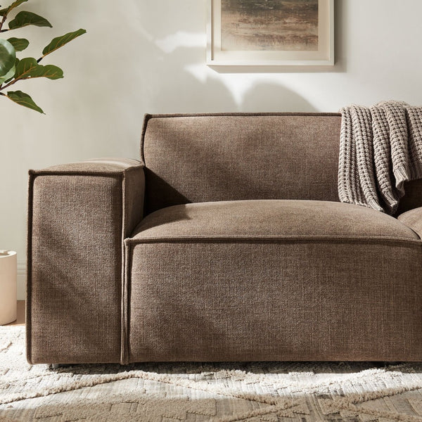 Modway Furniture Restore Modular Loveseat with French Piping and Stain Resistant Performance Fabric Mocha EEI-7403-MOC