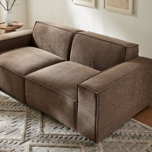 Modway Furniture Restore Modular Loveseat with French Piping and Stain Resistant Performance Fabric Mocha EEI-7403-MOC
