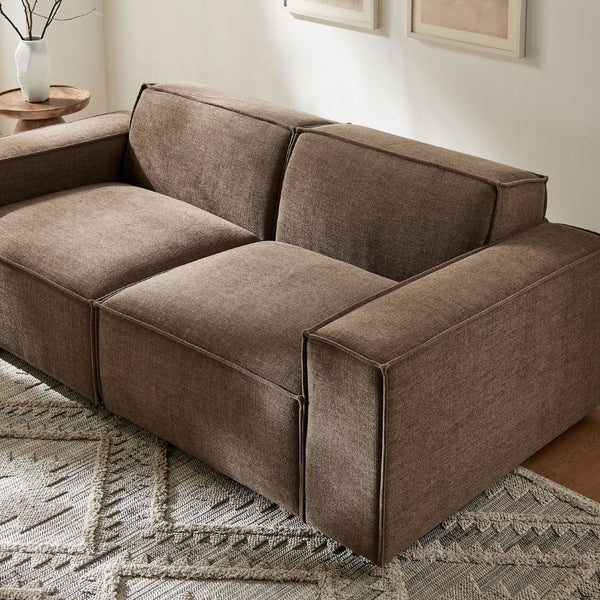 Modway Furniture Restore Modular Loveseat with French Piping and Stain Resistant Performance Fabric Mocha EEI-7403-MOC