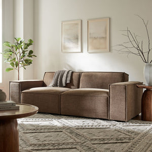 Modway Furniture Restore Modular Loveseat with French Piping and Stain Resistant Performance Fabric Mocha EEI-7403-MOC