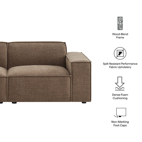 Modway Furniture Restore Modular Loveseat with French Piping and Stain Resistant Performance Fabric Mocha EEI-7403-MOC