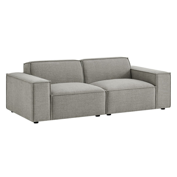 Modway Furniture Restore Modular Loveseat with French Piping and Stain Resistant Performance Fabric Pewter EEI-7403-PEW