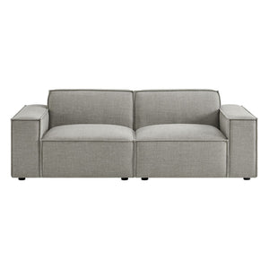 Modway Furniture Restore Modular Loveseat with French Piping and Stain Resistant Performance Fabric Pewter EEI-7403-PEW