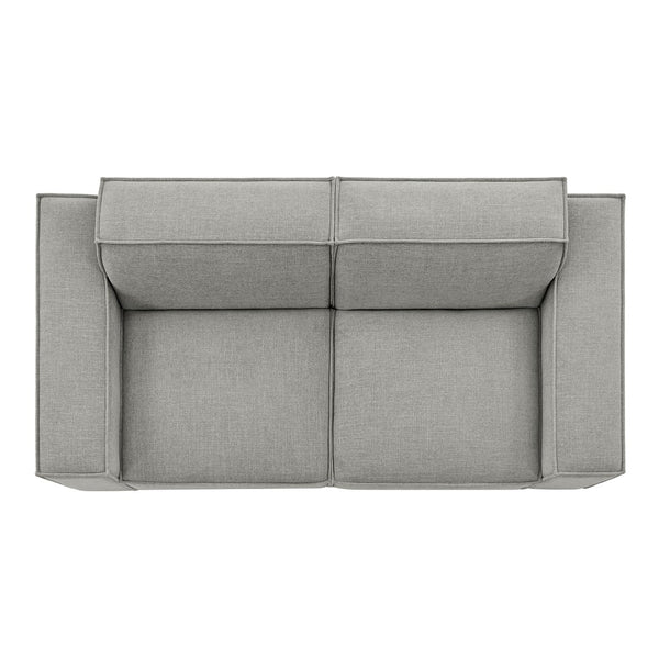 Modway Furniture Restore Modular Loveseat with French Piping and Stain Resistant Performance Fabric Pewter EEI-7403-PEW
